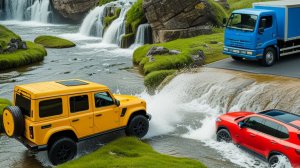 Автомобили против быстро текущей реки - Выбоина против автомобиля 😱 | BeamNG.Drive|Бемиджи Драйв