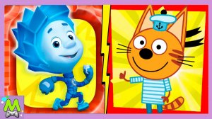 Три Кота против Фиксиков.Мультяшные Бегалки Наперегонки.Коржик и Нолик в Гонках.Кто Быстрее