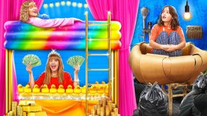 Богатые vs бедные vs супербогатые 😱 Кровать в ванной 🛁