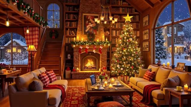 Новогодняя мелодия, камин, треск дров, счастливое рождество смотреть онлайн