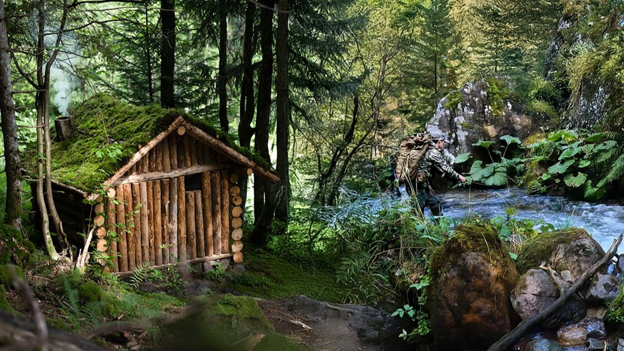 Два дня в отдаленной лесной хижине: рыбалка, охота и приготовление пищи и выживание в дикой природе смотреть онлайн