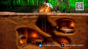 Секретный блиндаж между двумя дубами. Бушкрафт и укрытие для выживания