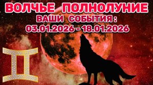 БЛИЗНЕЦЫ: "СОБЫТИЯ от ПОЛНОЛУНИЯ с 3 по 18 ЯНВАРЯ 2026 года"!!!