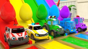 Мультяшки про машинки - Экскаватор помогает школьному автобусу - детские стишки и песенки