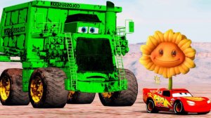 ПОБЕГ ОТ ГИГАНТСКОГО МОНСТРА-ТРАКА МАККА ПРОТИВ ЛАЙТНИНГА В BEAMNG DRIVE