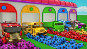 Мультяшки про машинки - Раскрашиваем машинки - Пожарная машина, эвакуатор, автобус