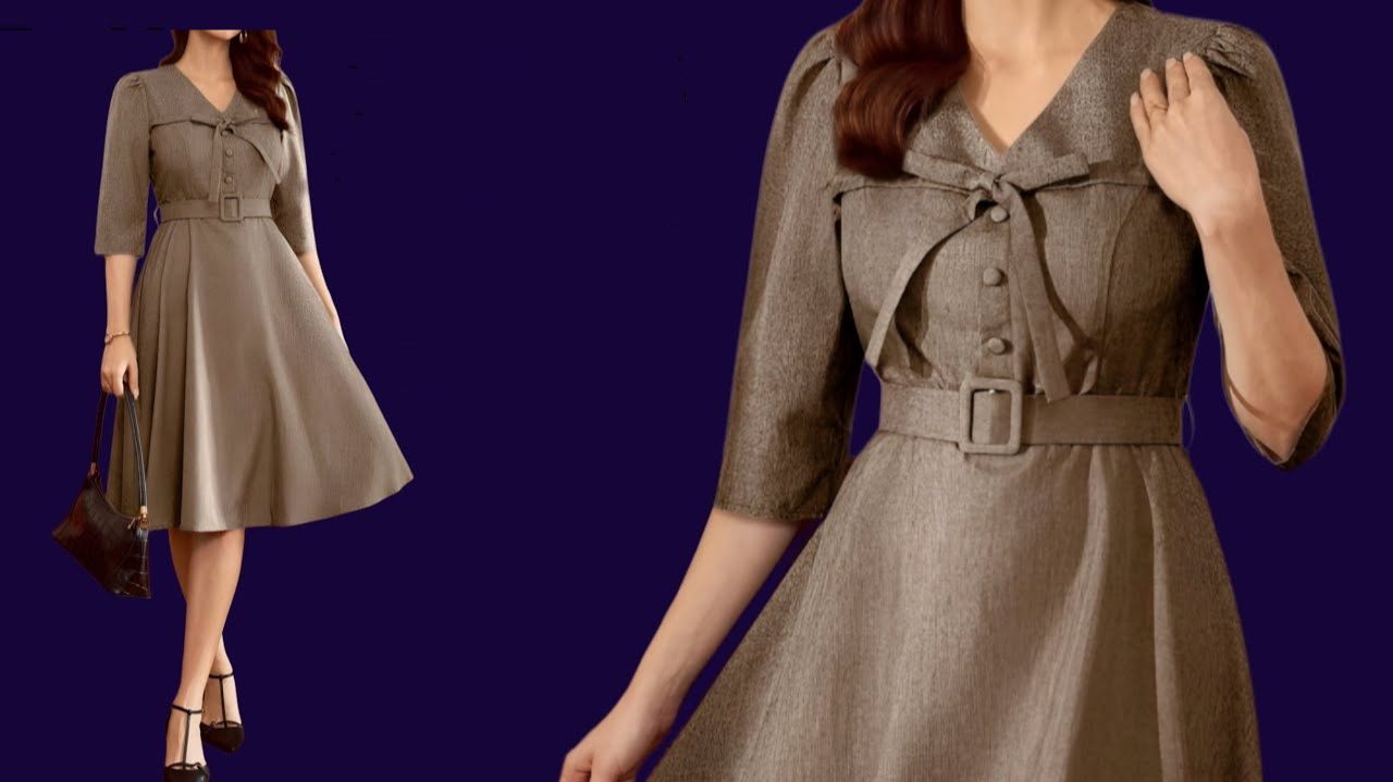 Пошаговое руководство по выкройке модного платья с V-образным вырезом горловины смотреть онлайн