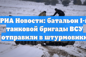 РИА Новости: батальон 1-й танковой бригады ВСУ отправили в штурмовики