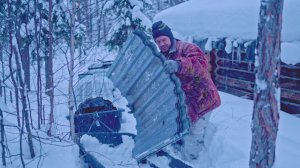 По следу лося. Завез железо к избушке.