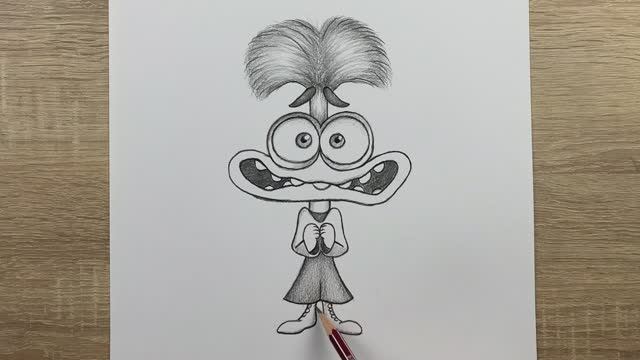 Как нарисовать персонаж Тревогу из мультфильма «Головоломка 2» карандашом смотреть онлайн