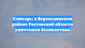Слюсарь: в Верхнедонском районе Ростовской области уничтожен беспилотник