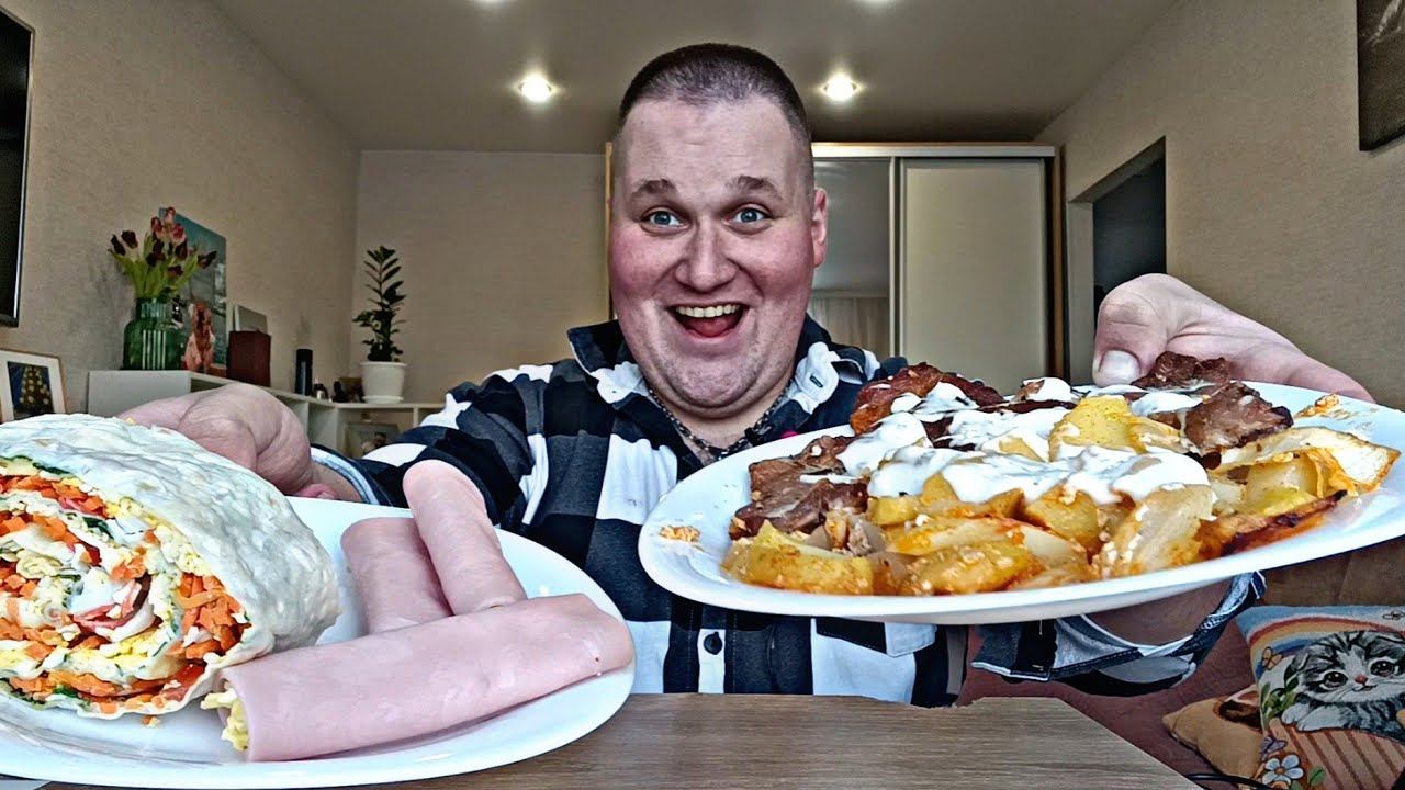 МУКБАНГ МЯСО по-французски / ОБЖОР РУЛЕТ из лаваша, рулетики с ветчиной / MUKBANG ASMR смотреть онлайн