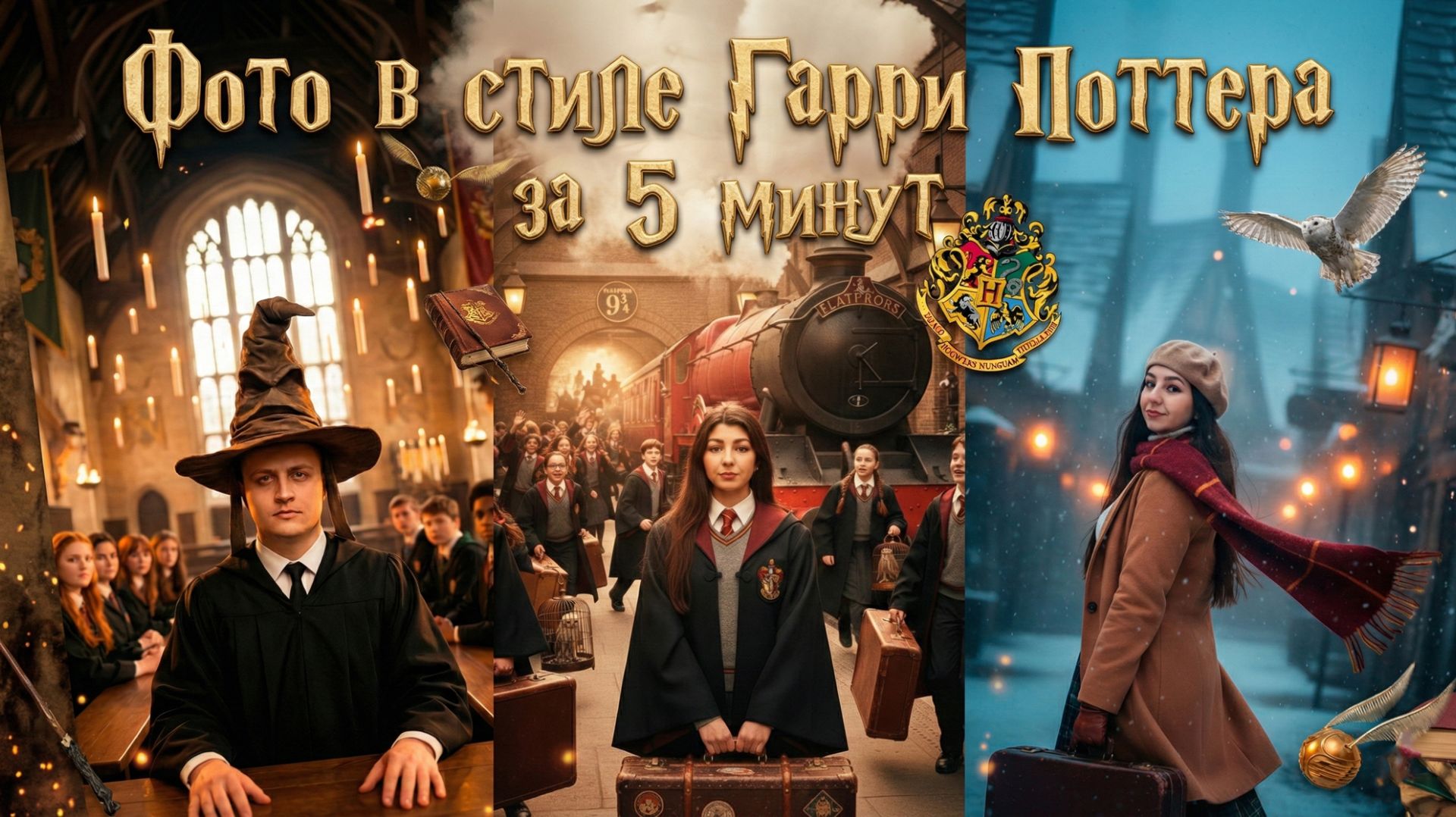 Фото в стиле фильма Гарри Поттер за 5 минут в НЕЙРОСЕТИ! смотреть онлайн