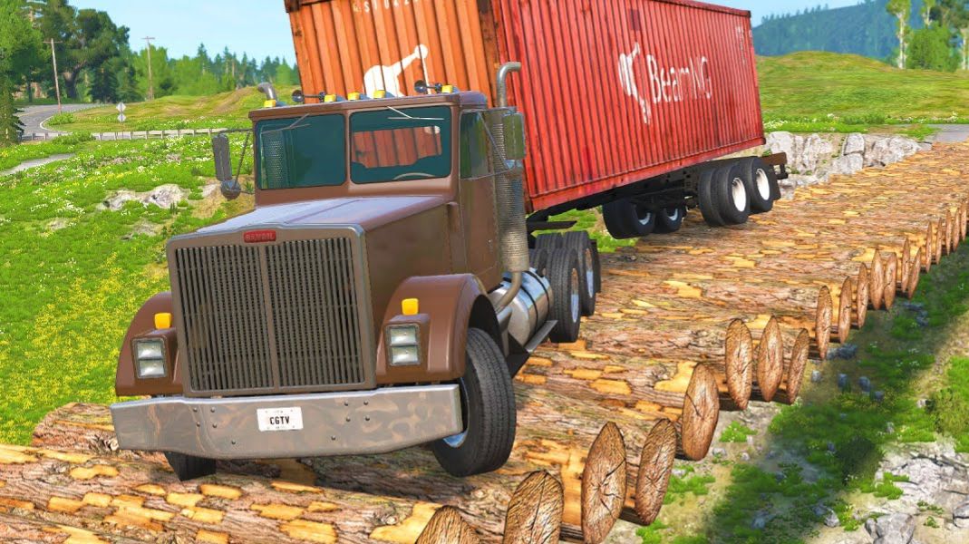 Машины против бревенчатого моста 😱 | BeamNG.Drive|Бемиджи Драйв смотреть онлайн