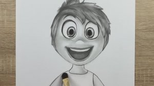 Как нарисовать персонаж « Радость » карандашом из мультфильма «Головоломка 2»