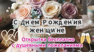 С Днем Рождения женщине! Открытка бесплатно с душевными пожеланиями 🎂