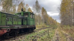 Тепловоз ТУ4-3076 с порожняком следует на торфоучасток