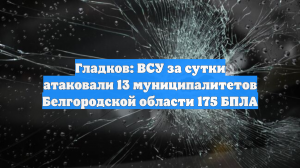 Гладков: ВСУ за сутки атаковали 13 муниципалитетов Белгородской области 175 БПЛА