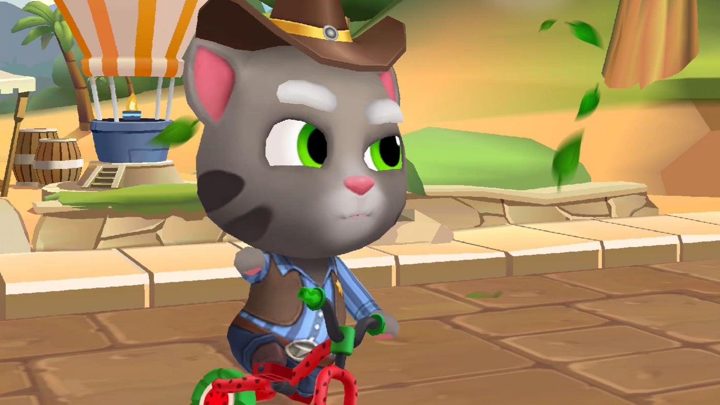 Ковбой Том на арбузном BMX Talking Tom Gold Run Детские мультики Бегалки смотреть онлайн
