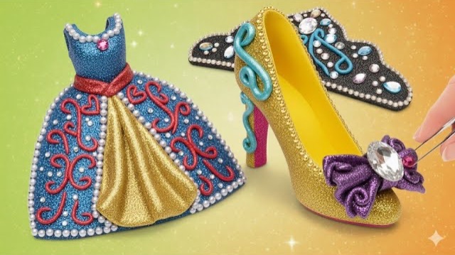 🖼 👑✨ Сверкающие Наряды Принцессы из Глины! Весёлый DIY 💖👗 смотреть онлайн