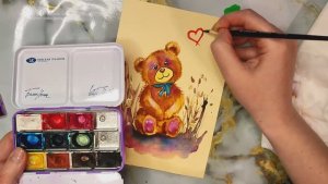 Рисунок мишки акварельными красками ?? #акварель