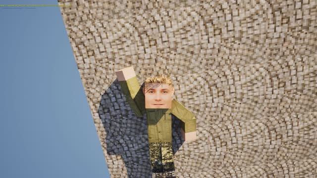 Вася в стиле Minecraft с коленями и физикой тела