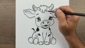 Как нарисовать Милую Корову - простые рисунки для начинающих карандашом