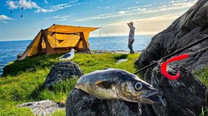 Соло кемпинг на берегу океана, рыбалка  и приготовление пищи.