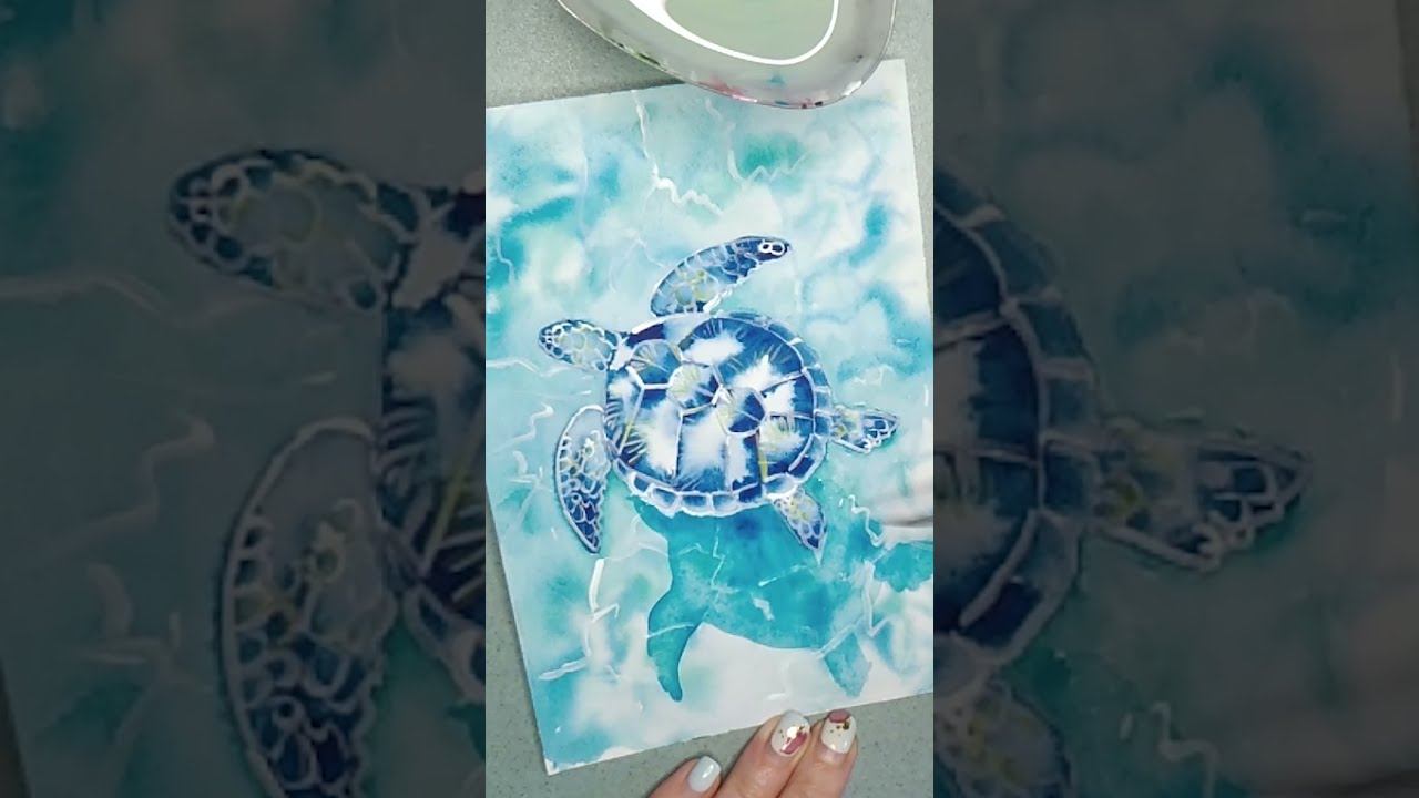 Морская черепашка акварелью смотреть онлайн