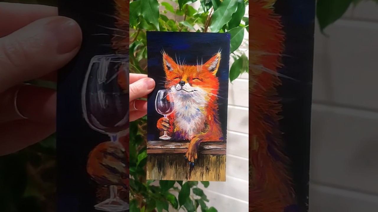 Милая лисичка с вином 🎨 смотреть онлайн