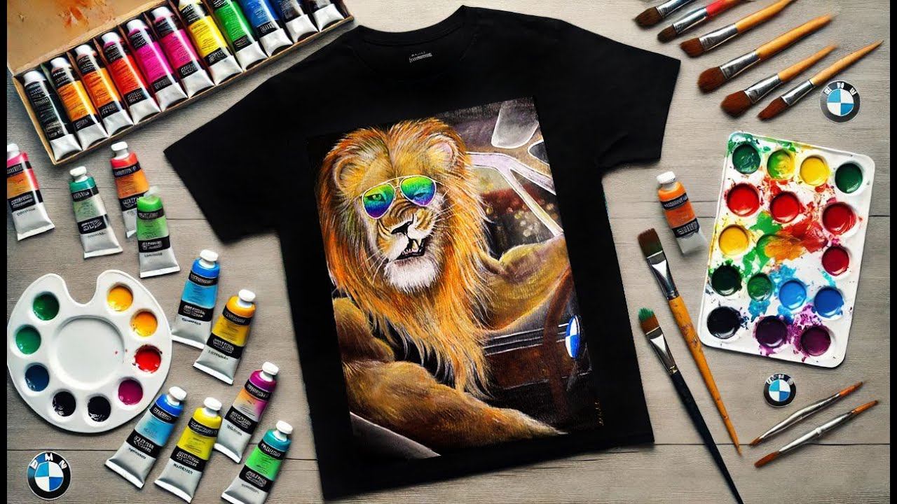 Акриловая роспись футболки: рисуем льва — от эскиза до готового шедевра. смотреть онлайн