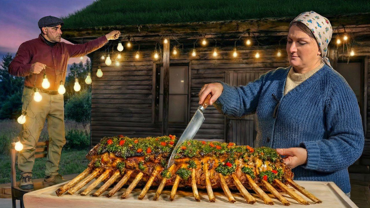 Большие праздничные ребрышки, запеченные в холодную зимнюю ночь → смотреть онлайн