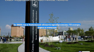 За 2025 год в Тюменской области преобразованы 72 сквера, парка и площади
