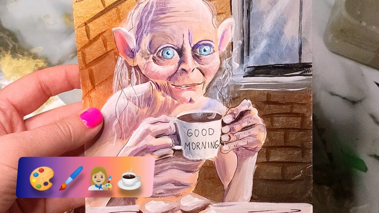 Голлум с чашечкой кофе рисунок 😎#lidikss_art смотреть онлайн