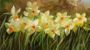 Нарциссы.живопись маслом