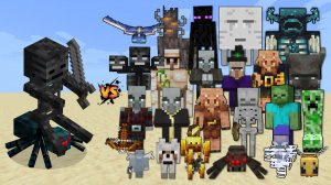 СКЕЛЕТ-ИССУШИТЕЛЬ НА ПАУКЕ ПРОТИВ МОБОВ МАЙНКРАФТ