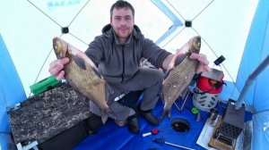 ЛОВЛЮ КРУПНЫХ ЛЕЩЕЙ НА КОРОМЫСЛО. Зимняя рыбалка с ночёвкой.