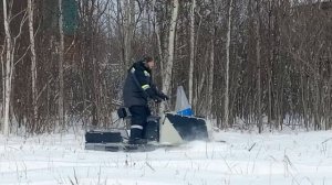 самодельный снегоход. первый выезд. всё получилось