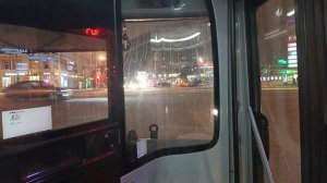 вечерняя поездка на автобусе по Коломне с видом из кабины водителя автобуса по маршруту 11 ЛиАЗ 5292