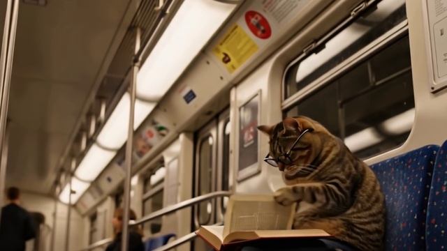 милый котик в очках