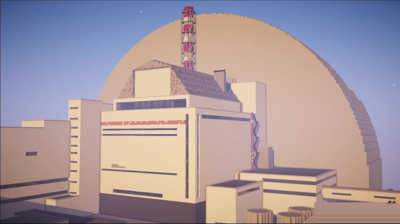 ЧАЭС С АРКОЙ НАД 4 ЭНЕРГОБЛОКОВ В МАЙНКРАФТЕ смотреть онлайн