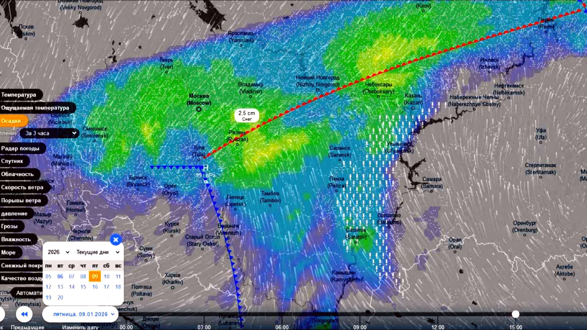 С 7 по 9 января серия циклонов обрушат на ЕТР сильные снегопады. Прогноз погоды смотреть онлайн