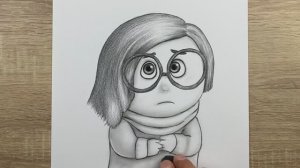 Как нарисовать Грусть из мультфильма «Головоломка 2» карандашом