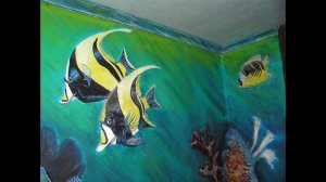 дом скульптора. оформление стен вход .подводная охота от скульптора.