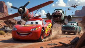 Мультик тачки Молния Маквин  бегут от Зомби. Побег в Прериях Дикого Запада. Продолжение