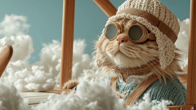 Кот летит в облаках ИИ смотреть онлайн