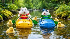 Мультики для детей, Хомяки плавают на кроксах по реке, видео про хомяка, мультики