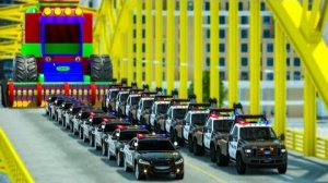 Кто поймает гигантский комбайн | Мультфильм о полицейском грузовике