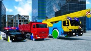 Полицейская машина не может проехать через прорубь с водой | Мультфильм