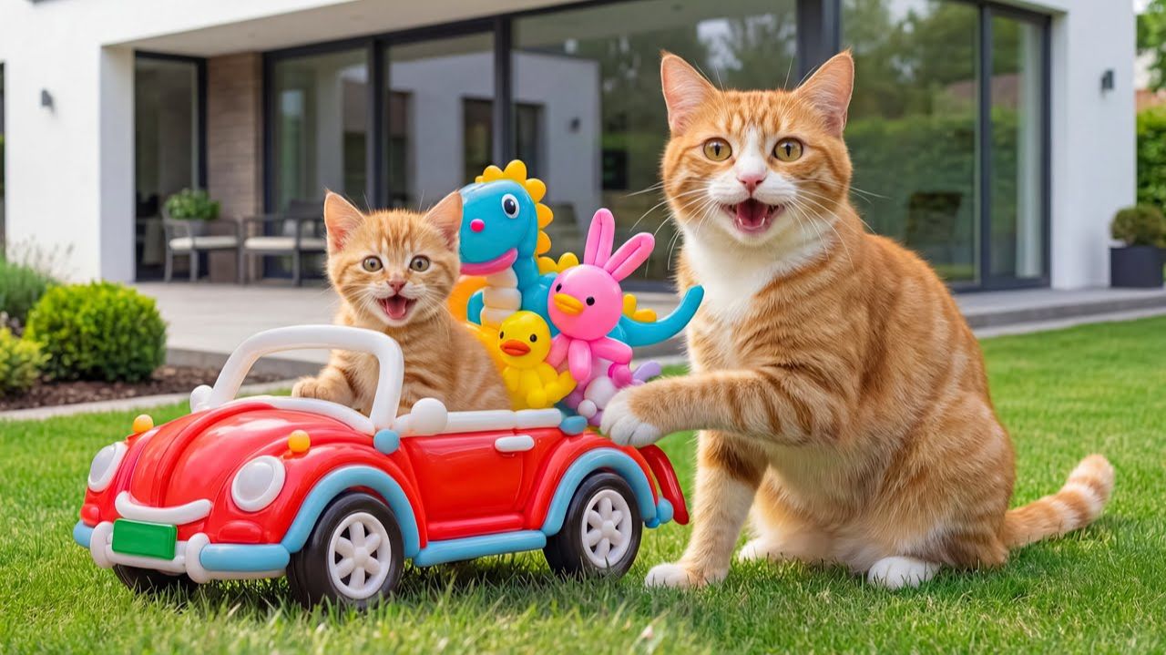 😹Мама кошечка делает праздник своему маленькому сыночку🔥 смотреть онлайн